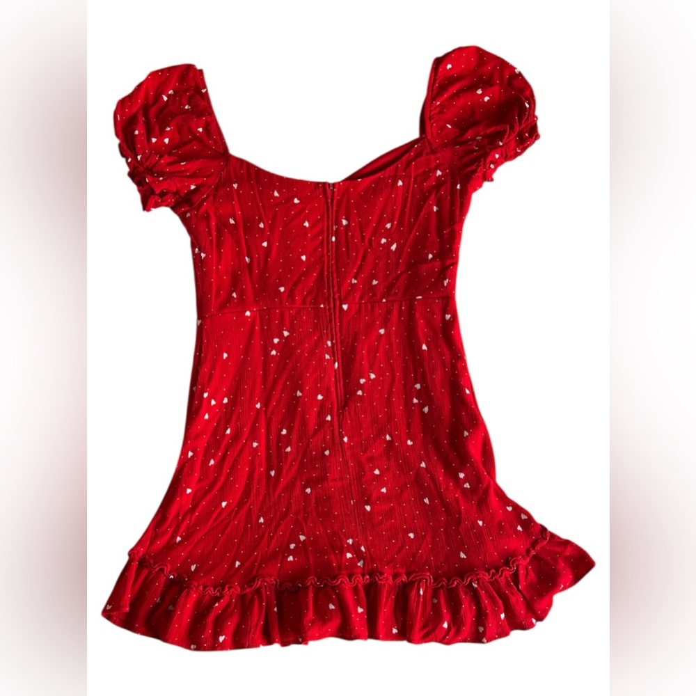 B-Smart Red Puff-Sleeve Ruffle Mini Dress - Picture 6 of 8